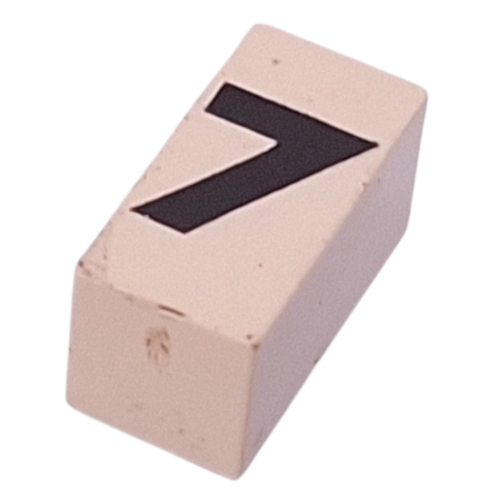 Visuel indicatif Rebrickable de Tuile Modulex 1 x 2 avec inscription '7' noire, sans supports internes (Modulex Tile 1 x 2 with Black '7' Print, without Internal Supports)