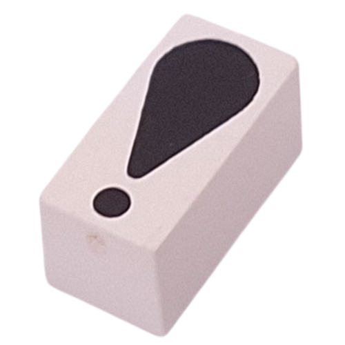 Visuel indicatif Rebrickable de Tuile Modulex 1 x 2 avec inscription '!' noire, sans supports internes (Modulex Tile 1 x 2 with Black '!' Print, without Internal Supports)