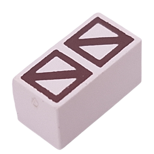 Visuel indicatif Rebrickable de Tuile Modulex 1 x 2 avec carrés brun foncé, motif imprimé en diagonale, sans supports internes (Modulex Tile 1 x 2 with Dark Brown Squares, Diagonal Line Print, without Internal Supports)