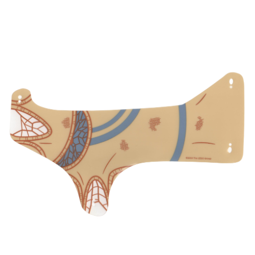 Visuel indicatif Rebrickable de Tente, motif imprimé 3 rayures bleu sable, Orange foncé et plis (Tent, 3 Sand Blue Stripes, Dark Orange Trim and Creases Print)