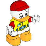 Visuel indicatif Rebrickable de Figurine Duplo canard avec gilet de sécurité, casquette rouge, lumière orange bec et jambes (Duplo Figure Duck with Safety Vest, Red Cap, Bright Light Orange Beak and Legs)