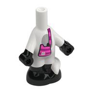Queue de chat de corps de micro-poupée avec les pieds noirs, les mains, sac rose foncé motif imprimé (Microdoll Body Cat Tail with Black Feet, Hands, Dark Pink Bag Print)