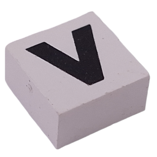 Visuel indicatif Rebrickable de Modulex tuile 2 x 2 avec motif imprimé noir 'V', supports internes (Modulex Tile 2 x 2 with Black 'V' Print, Internal Supports)