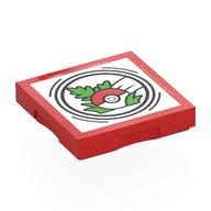 Visuel indicatif Rebrickable de Tuile spéciale 2 x 2 avec étiquette intelligente avec feuilles, herbe et motif imprimé pokeball (Tile Special 2 x 2 with SMART Tag with Leaves, Grass, and Pokeball Print)