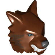 Tête de minifigurine Spécial, Loup-garou avec motif imprimé Fourrure Brun Foncé (Minifig Head Special, Werewolf with Dark Brown Fur Print)