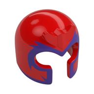 Casque avec griffes avant et mince motif imprimé violet foncé (Magneto) (Helmet with Front Prongs and Thin Dark Purple Print (Magneto))