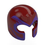 Casque avec griffes avant avec des décorations violet foncé imprimé (Helmet with Front Prongs with Dark Purple Decorations Print)