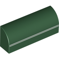 Visuel indicatif Rebrickable de Brique courbée 1 x 4 x 1 1/3 sans tenons avec motif imprimé à rayures blanches (Brick Curved 1 x 4 x 1 1/3 No Studs with Twin White Line Speed Stripe Print)