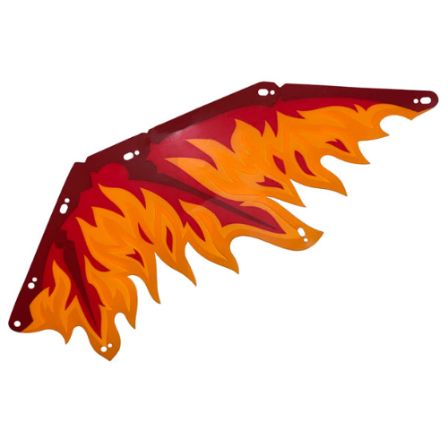 Visuel indicatif Rebrickable de Aile, dragon, branches rouge foncé, rouge, orange et orange · transparent motif imprimé de membranes de flamme (Wing, Dragon, Dark Red Limbs, Red, Orange and Trans-Orange Flame Membranes Print)
