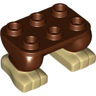 Visuel indicatif Rebrickable de Pieds, 2 x 3 x 2/3 avec 6 clous sur le dessus avec motif de orteils beige (Feet, 2 x 3 x 2/3 with 6 Studs on Top with Tan Toes Pattern)
