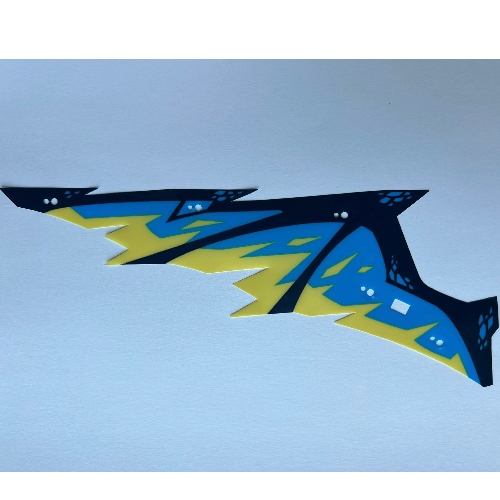 Visuel indicatif Rebrickable de Aile, dragon, gauche, membres bleu foncé, Azur foncé et jaune clair brillant motif imprimé Membranes (Wing, Dragon, Left, Dark Blue Limbs, Dark Azure and Bright Light Yellow Membranes Print)