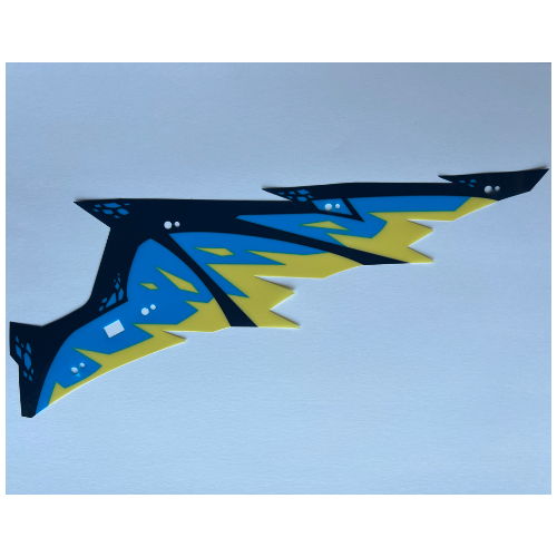 Visuel indicatif Rebrickable de Aile, dragon, droit, membres bleu foncé, azur foncé et brillant membranes jaune clair motif imprimé (Wing, Dragon, Right, Dark Blue Limbs, Dark Azure and Bright Light Yellow Membranes Print)