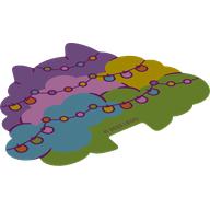 Visuel indicatif Rebrickable de Dessus d'arbre, lavande, rose vif, jaune, azur foncé, et vert vif, avec des lumières de chaîne motif imprimé (Tree Top, Lavender, Bright Pink, Yellow, Dark Azure, and Bright Green, with String Lights Print)