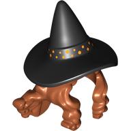 Cheveux et chapeau, chapeau de sorcières noires, motif imprimé de points jaune clair lumineux (Hair and Hat, Black Witches Hat, Bright Light Yellow Dots Print)