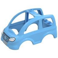 Visuel indicatif Rebrickable de Carrosserie Duplo 4 x 8 x 3 avec 2 crampons supérieurs, calandre argentée, phares blancs et plaque d'immatriculation imprimée (Duplo Car Body 4 x 8 x 3 with 2 Top Studs, Silver Grille, White Headlights and License Plate Print)
