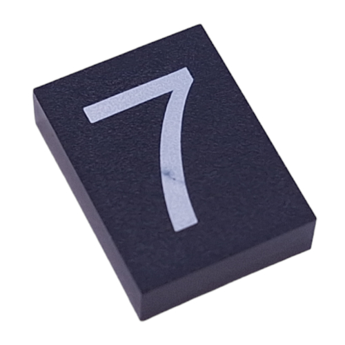 Visuel indicatif Rebrickable de Tuile Modulex 3 x 4 avec inscription '7' blanche, sans supports internes (Modulex Tile 3 x 4 with White '7' Print, without Internal Supports)