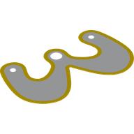 Visuel indicatif Rebrickable de Cape, courbée avec un trou central et deux trous de main avec motif imprimé bordure jaune (Neckwear Cape, Curved with One Center Hole and Two Hand Holes with Yellow Border Print)