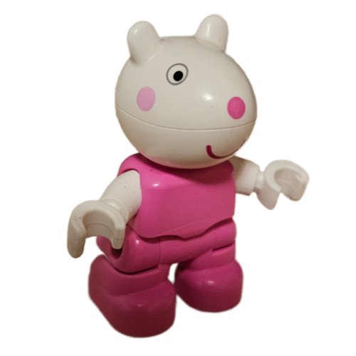 Visuel indicatif Rebrickable de Figurine Duplo Enfant, Lapin avec tête blanche, Rose foncé Nez motif imprimé (Duplo Figure Child, Rabbit with White Head, Dark Pink Nose Print)