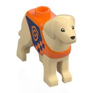 Visuel indicatif Rebrickable de Animal, Chien, Debout avec gilet orange rougeâtre, Bleu foncé Coastguard Logo imprimé (Animal, Dog, Standing with Reddish Orange Vest, Dark Blue Coastguard Logo Print)
