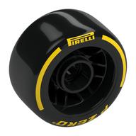 Visuel indicatif Rebrickable de Jante de roue 24 x 13,4 avec pneu Slick noir avec motif imprimé jaune 'PIRELLI P ZERO' (Wheel Rim 24 x 13.4 with Black Slick Tyre with Yellow 'PIRELLI P ZERO' Print)