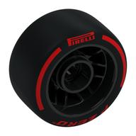 Visuel indicatif Rebrickable de Jante de roue 24 x 13,4 avec pneu Slick noir avec motif imprimé rouge 'PIRELLI' (Wheel Rim 24 x 13.4 with Black Slick Tyre with Red 'PIRELLI' Print)