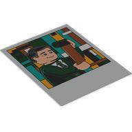 Visuel indicatif Rebrickable de Photo polaroïd avec minifigurine tenant le film de la caméra motif imprimé (Polaroid Photo with Minifigure Holding Camera Film Print)