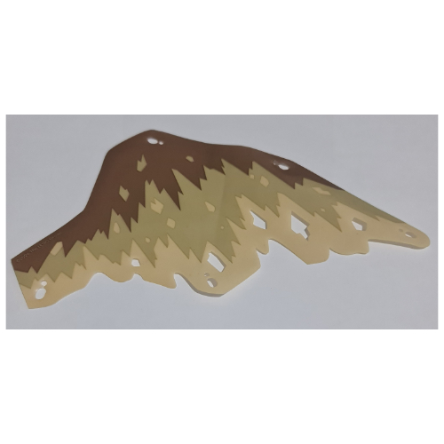 Visuel indicatif Rebrickable de Aile droite, dragon, brun rougeâtre, beige foncé et écailles de beige (Wing, Right, Dragon, Reddish Brown, Dark Tan, and Tan Scales Print)