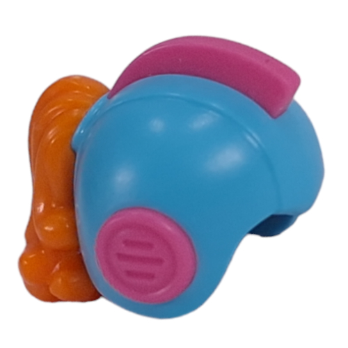 Visuel indicatif Rebrickable de Cheveux et casque, espace rétro avec des nageoires rose foncé, motif de cheveux longs orange (Hair and Helmet, Retro Space with Dark Pink Fins, Orange Long Hair Pattern)