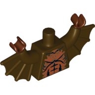 Torse avec ailes de chauve-souris et motif imprimé Fourrure de nougat moyen, bras brun foncé avec ailes, mains brun rougeâtre (Torso with Bat Wings and Medium Nougat Fur Print, Dark Brown Arms with Wings, Reddish Brown Hands)