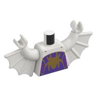 Visuel indicatif Rebrickable de Torse avec ailes de chauve-souris et araignée d'or sur fond violet foncé, bras blancs avec ailes, mains blanches (Torso with Bat Wings and Gold Spider On Dark Purple Field Print, White Arms with Wings, White Hands)