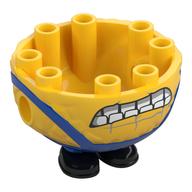 Corps minion, extra grand rond avec des dents souriantes, salopette bleue motif imprimé (Minion Body, Extra Large Round with Grinning Teeth, Blue Overalls Print)