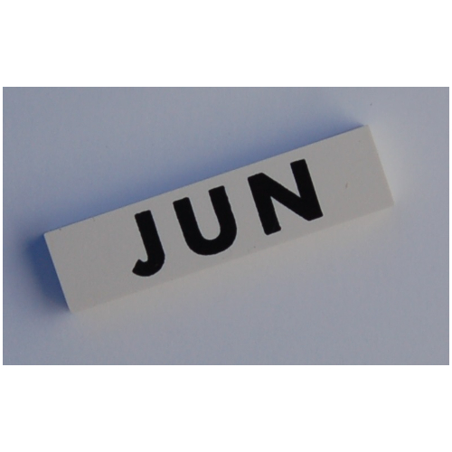Visuel indicatif Rebrickable de Tuile Modulex 2 x 8 avec inscription 'JUN' noire, sans supports internes (Modulex Tile 2 x 8 without Internal Support with Black 'JUN' Print)
