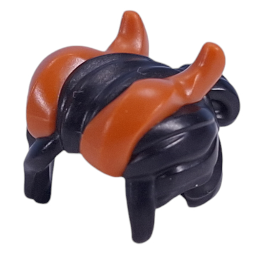 Visuel indicatif Rebrickable de Cheveux avec motif de cornes orange foncé (Hair with Dark Orange Horns Pattern)