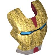 Tête accessoire visière charnière supérieure avec bouclier de visage en or, yeux bleus et motif imprimé menton argent (Iron Man) (Headwear Accessory Visor Top Hinge with Gold Face Shield, Blue Eyes and Silver Chin Print (Iron Man))