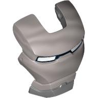 Tête accessoire visière haut charnière avec écran de protection du visage en argent et les yeux blancs motif imprimé (War Machine) (Headwear Accessory Visor Top Hinge with Silver Face Shield and White Eyes Print (War Machine))