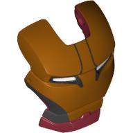 Tête accessoire visière charnière supérieure avec bouclier de visage en or, côtés argentés, lignes noires sur le avant et les yeux blancs motif imprimé (Iron Man) (Headwear Accessory Visor Top Hinge with Gold Face Shield, Silver Sides, Black Lines on Forehead and White Eyes Print (Iron Man))