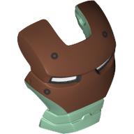 Tête accessoire visière charnière supérieure avec bouclier facial en cuivre, yeux blancs et 4 rivets motif imprimé (Scuba Iron Man) (Headwear Accessory Visor Top Hinge with Copper Face Shield, White Eyes and 4 Rivets Print (Scuba Iron Man))