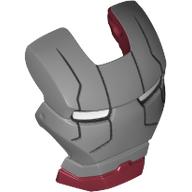 Tête accessoire visière charnière supérieure avec écran facial gris clair bleuté et yeux blancs motif imprimé (Iron Man) (Headwear Accessory Visor Top Hinge with Light Bluish Grey Face Shield and White Eyes Print (Iron Man))