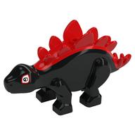 Visuel indicatif Rebrickable de Animal, dinosaure, stégosaure petit avec des pointes rouges, yeux motif imprimé (Animal, Dinosaur, Stegosaurus Small with Red Spikes, Eyes Print)