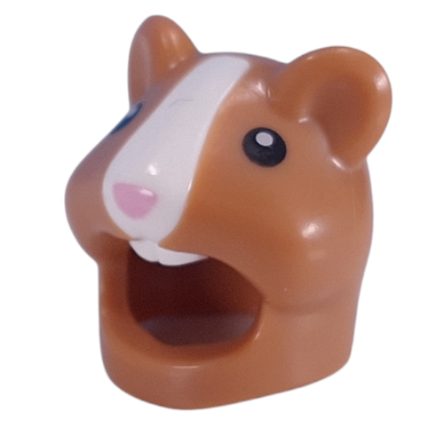 Costume / Masque, Hamster avec bande blanche, Nez rose vif, Yeux noirs motif imprimé (Costume / Mask, Hamster with White Strip, Bright Pink Nose, Black Eyes Print)