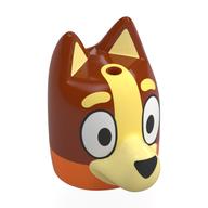Tête de minifigurine Spécial, bleu avec nez jaune clair, côtés orange foncé, fourrure orange (Bingo) (Minifig Head Special, Bluey with Bright Light Yellow Nose, Dark Orange Sides, Orange Fur (Bingo))
