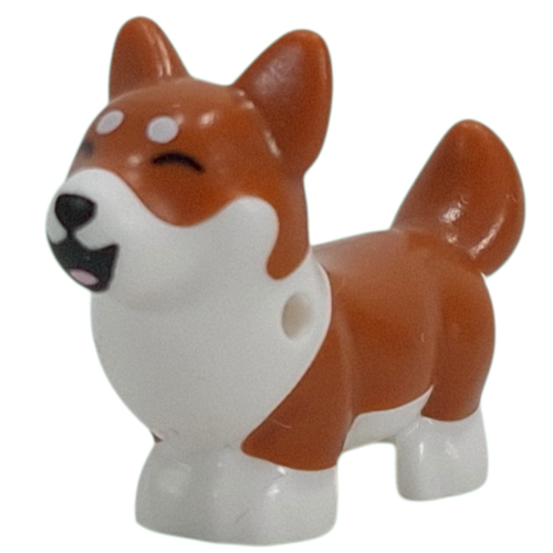Visuel indicatif Rebrickable de Animal, Chien, Corgi à la fourrure orange partiellement foncée, Motif imprimé riant (Animal, Dog, Corgi with Partially Dark Orange Fur, Laughing Print)