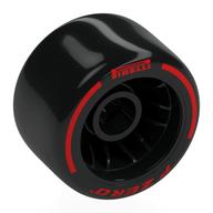 Visuel indicatif Rebrickable de Jante de roue 24 x 14,9 largeur avec pneu slick noir avec motif imprimé rouge 'PIRELLI' (Wheel Rim 24 x 14.9 Wide with Black Slick Tyre with Red 'PIRELLI' Print)