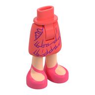 Visuel indicatif Rebrickable de Mini-poupée bassin et jupe mi-longue avec chevilles nougat clair, volants violet foncé, chaussures corail motif imprimé (Minidoll Hips and Mid-Length Skirt with Light Nougat Ankles, Dark Purple Ruffles, Coral Shoes Print)