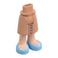 Visuel indicatif Rebrickable de Mini-poupée bassin et jupe mi-longue avec boutons bleu foncé, jambes de nougat clair, chaussures bleu clair vif motif imprimé (Minidoll Hips and Mid-Length Skirt with Dark Blue Buttons, Light Nougat Legs, Bright Light Blue Shoes Print)