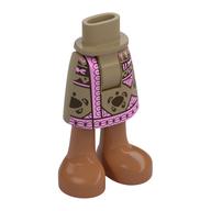 Visuel indicatif Rebrickable de Jupe mi-longue avec des décorations marron foncé, garniture rose vif, sienna marron pieds nus imprimé (Minidoll Hips and Mid-Length Skirt with Dark Brown Decorations, Bright Pink Trim, Sienna Brown Bare Feet Print)