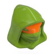 Visuel indicatif Rebrickable de Tête de minifigurine spéciale, capuche avec visage orange, motif yeux de vert citron (frak) (Minifig Head Special, Hood with Orange Face, Lime Eyes Pattern (Frak))