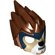 Masque lion avec visage beige et coiffe bleu foncé motif imprimé (Mask Lion with Tan Face and Dark Blue Headpiece Print)