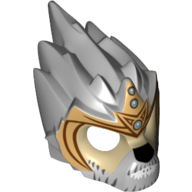 Masque Lion avec Visage beige, Barbe Grise et Blanche et Couronne d'Or (Mask Lion with Tan Face, Gray and White Beard and Gold Crown Print)