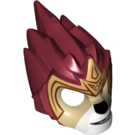 Masque Lion avec muselière beige, détails du visage noir et motif imprimé Couronne d'or (Mask Lion with Tan Muzzle, Black Face Details and Gold Crown Print)